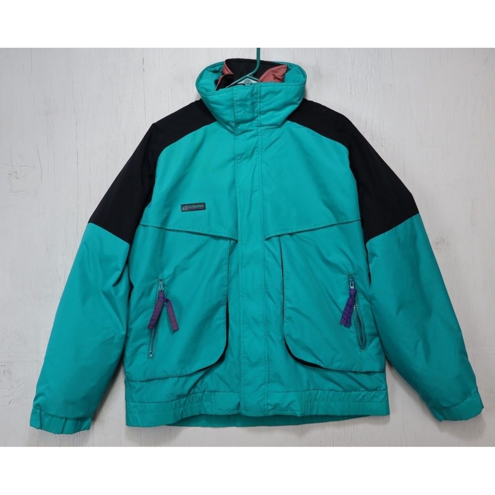 COLUMBIA Powder Keg Mens Vintage Jacket Radial Sleeve Black Blue Size M 3 in 1